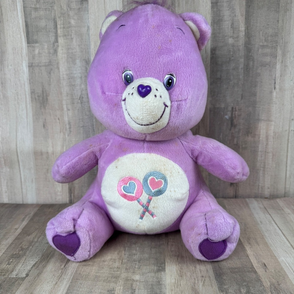 Vintage 2003 Share Bear Care Bear Lollipops Purple Plush 15"
